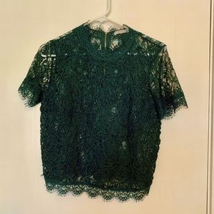 Sexy green lace top with back zipper